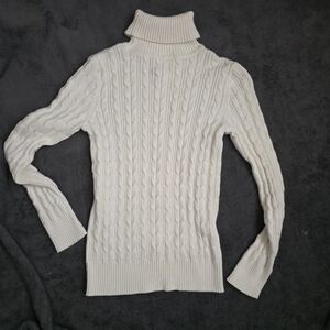 St. John's Bay Womens Cream Cowl/Turtle‎ Neck Sweater Size Small
